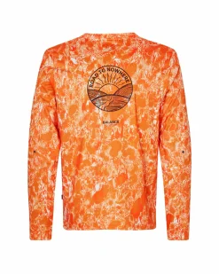 Pas Normal Studios Men's Balance Long Sleeve T-Shirt — Orange AOP^ Gym & Training