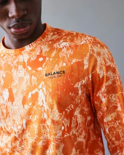 Pas Normal Studios Men's Balance Long Sleeve T-Shirt — Orange AOP^ Gym & Training