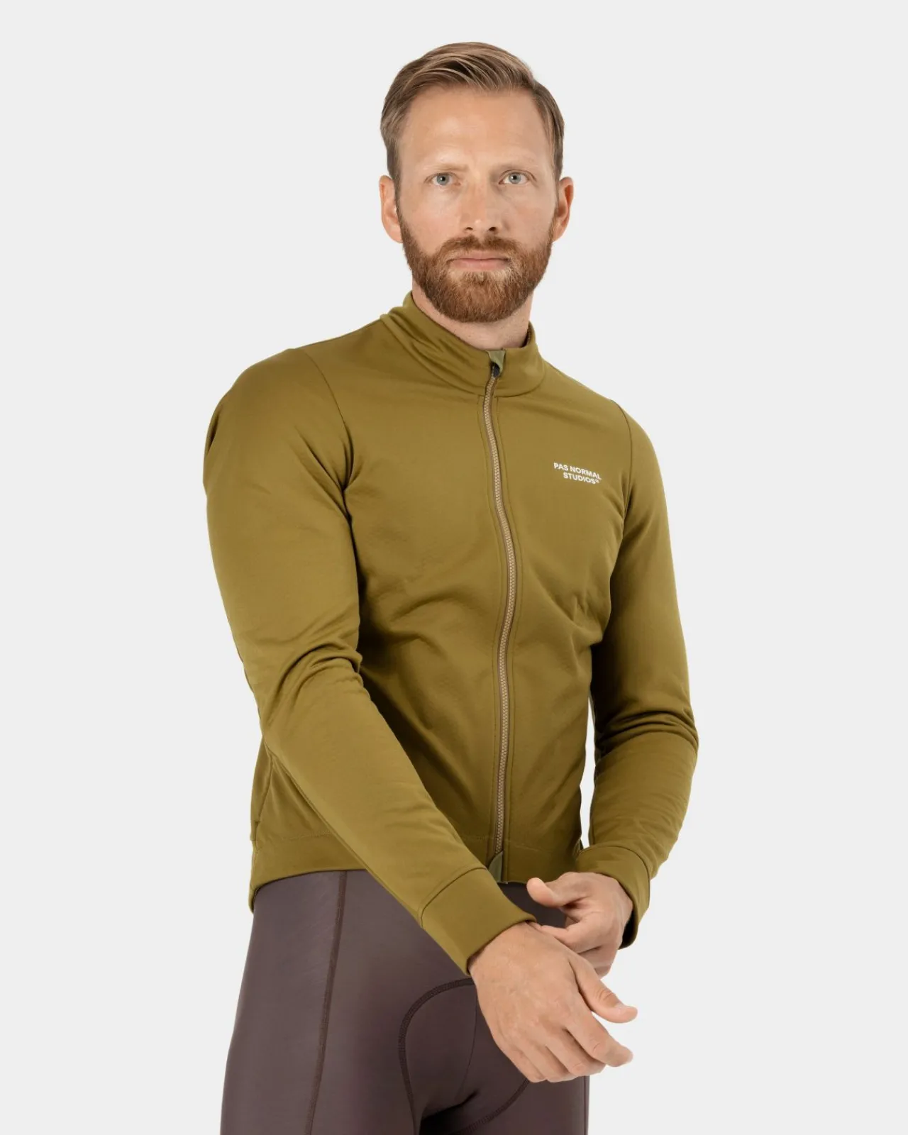 Pas Normal Studios Men's Essential Thermal Long Sleeve Jersey — Green Terrain^ Jerseys
