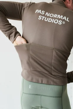 Pas Normal Studios Men's Essential Thermal Long Sleeve Jersey — Ash Brown^ Jerseys