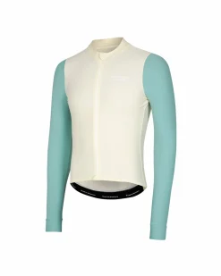 Pas Normal Studios Men's Mechanism Long Sleeve Jersey — Off-White / Light Teal^ Jerseys