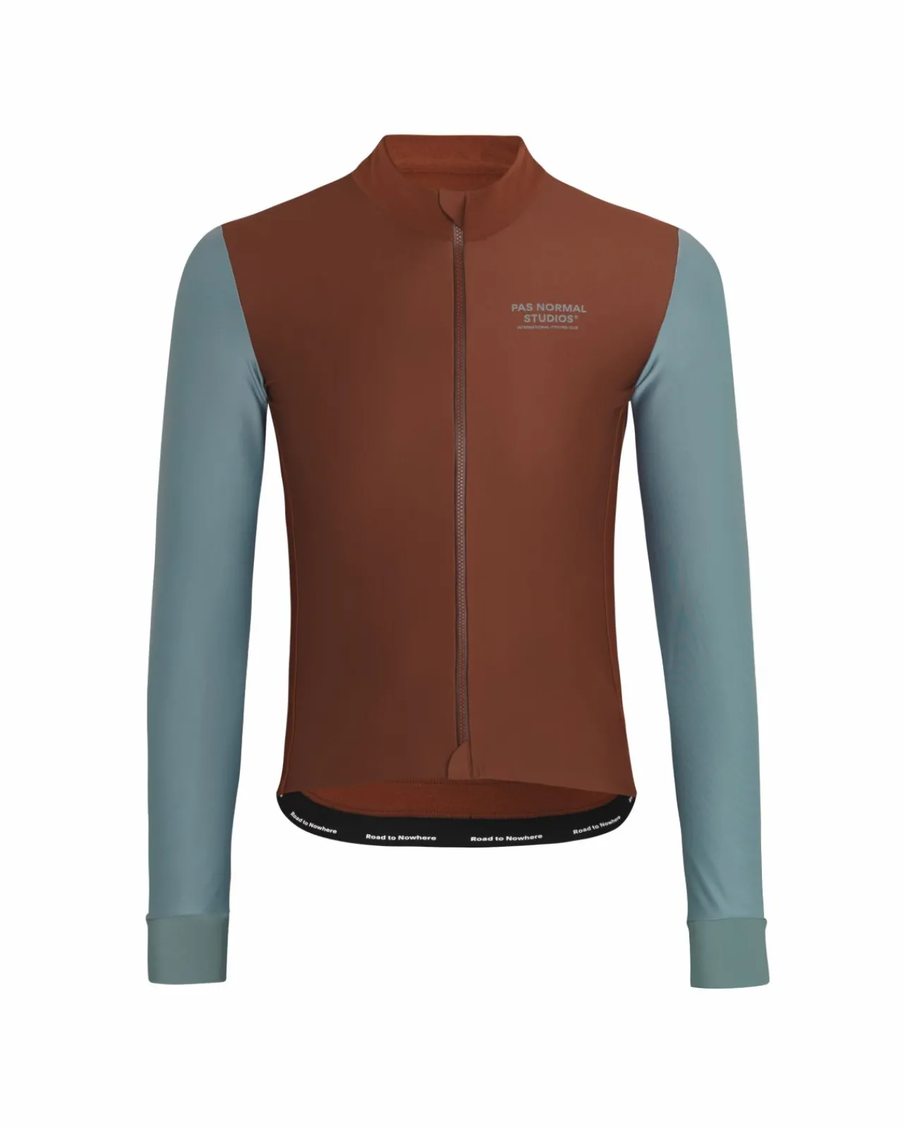 Pas Normal Studios Men's Mechanism Thermal Long Sleeve Jersey — Mahogany / Dusty Teal^ Jerseys