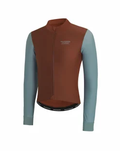 Pas Normal Studios Men's Mechanism Thermal Long Sleeve Jersey — Mahogany / Dusty Teal^ Jerseys