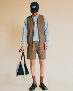 Pas Normal Studios Off-Race Cotton Twill Shorts — Ash Brown^Women Casual|Casual