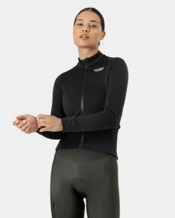 Pas Normal Studios Women's Essential Thermal Long Sleeve Jersey — Black^Women Jerseys