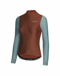 Pas Normal Studios Women's Mechanism Thermal Long Sleeve Jersey — Mahogany / Dusty Teal^Women Jerseys
